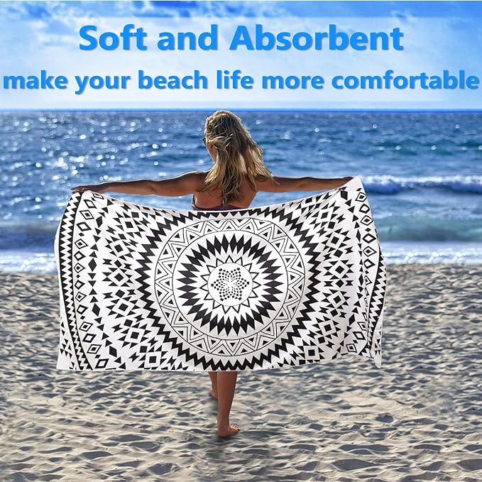 Microfiber Beach Towels 2 Packs, Oversized Quick-Dry Towels for Adults, Lightweight Thin Towels (72" x 36") for Swimming, Beach, Camping