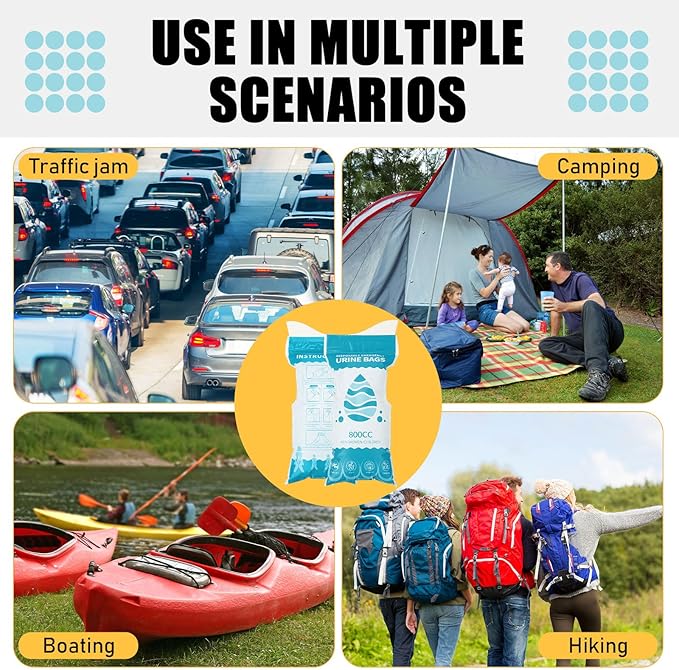 Nuogo 50 Pcs Disposable Urinal Bag Portable Camping Pee Bags Unisex Female Urinal Vomit Bags for Travel, Camping, Hiking for Women Men Kids Patient