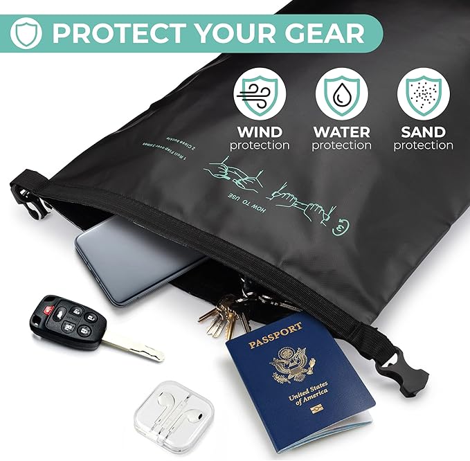 Savvy Outdoors Waterproof Dry Bag - Dry Bags for Food & Gear, Stuff Sacks for Backpacking and Camping Equipment, Waterproof Bag for Beach, Boating, Kayaking (20L, Black)