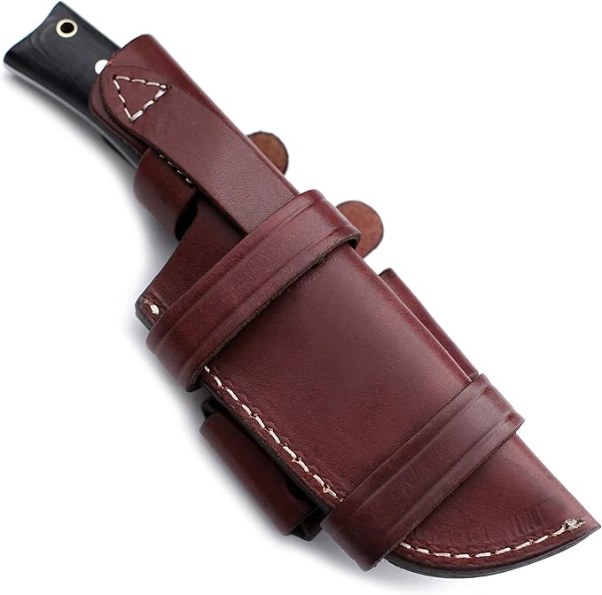 Handmade Damascus Steel Knife for Hunting, Survival, Camping, Bushcraft, Fishing, Fixed Blade, Tracker Knife with Full Tang Micarta Handle, Leather Sheath and Sharpening Stone - WKD-799