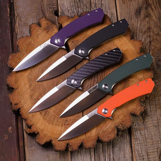 Firebird GANZO Adimanti Skimen Pocket Folding Knife G10 Anti-Slip Handle with Clip and Glass Breaker D2 Steel Blade Hunting Fishing Camping Outdoor Folder EDC Pocket Knife (Blue)
