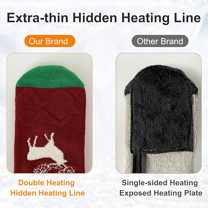 Electric Heated Socks, Upgraded Winter Rechargeable Washable Battery Heat Socks Men Women Thermal Warming Socks for Outdoor Hiking Camping Skiing Fishing Hunting Mountaineering
