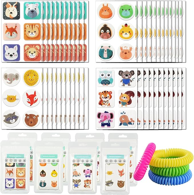 480 Pack Mosquito Patches Stickers for Kids Adult Outdoor Indoor Travel, Natural Plant Based Ingredients Mosquito Stickers with 4 Pack Mosquito Repellent Bracelets