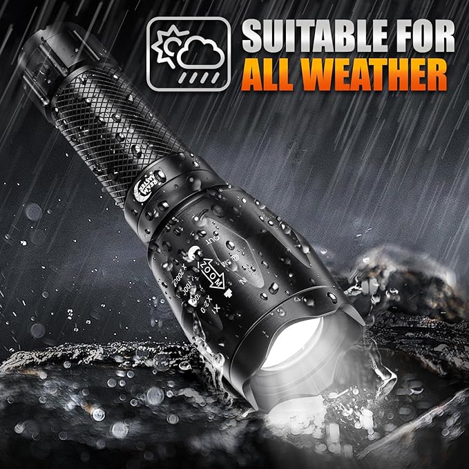 Dream Master 2 Pack LED Flashlights High Lumens with 6 AAA Batteries, 5 Modes Mini Waterproof Tactical Bright Flashlight for Camping Hiking, Fathers Day Dad Gifts for Him, Men, Dad
