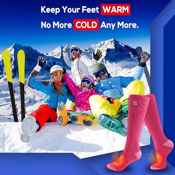 Autocastle Heated Socks, Electric Heated Socks for Men Women, Rechargeable Battery Heating Socks, Winter Warm Thermal Socks, Washable Unisex Foot Warmers for Hunting Camping Skiing Hiking Outdoors