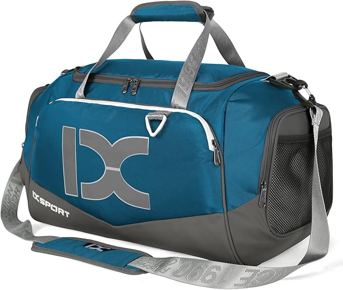 Sports Gym Bag,INOXTO Travel Duffel Bag with Dry Wet Pocket And Shoe CompartmentFor Women and Men,40L/55L Fitness Waterproof Weekender Bag For Swim Sports Travel Working Out (Blue gray, 40L)