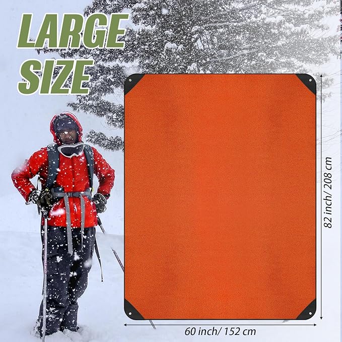 Kanayu 4 Pcs Emergency Blankets Thermal Survival Blankets 82 x 60 Inch, Heavy Duty Emergency Poncho Tarp Reusable Waterproof Emergency Blanket for Car, Camping, Hiking(Olive Green, Orange)