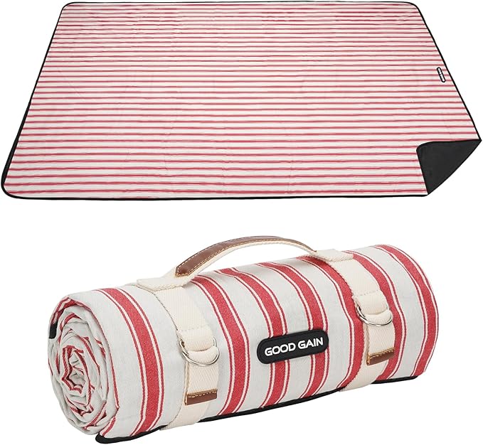 G GOOD GAIN Picnic Blankets Waterproof - Extra Large Outdoor Blanket Sand Free Foldable with Carry Strap for Beach, Camping, Park Grass, Hiking, Travel, Concerts, Indoor(Apple)
