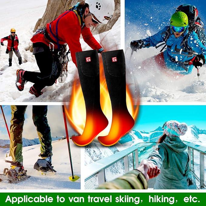 Autocastle Electric Battery Heated Socks Rechargeable Battery Powered Heating Sox Cold Weather Heat Socks for Men Women Outdoor Ride Camp Hike Warm Winter Socks Motorcycle Ski Thermo Foot Warmer Socks