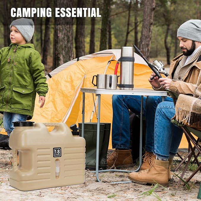 Camping Water Jug, Camping Water Container,4.76 Gallon BPA Free Water Storage with Spigot, Large Water Tank,Portable Emergency Water Storage for Camping,Car, Hiking, Hurricane Supplies.White