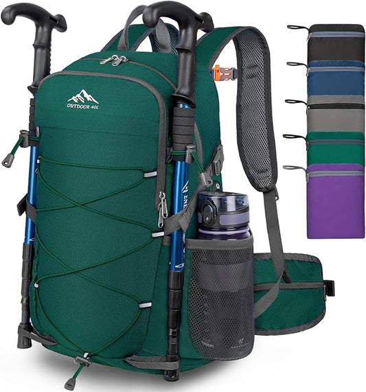 BKNOOU 40L Lightweight Hiking Backpack Packable Camping Backpack Waterproof Hiking Daypack Men Women Foldable Travel Daypack