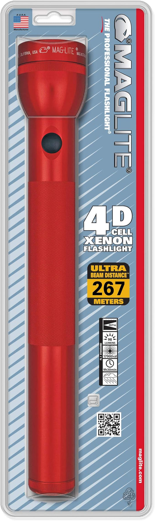 Maglite Heavy-Duty Incandescent 4-Cell D Flashlight, Red