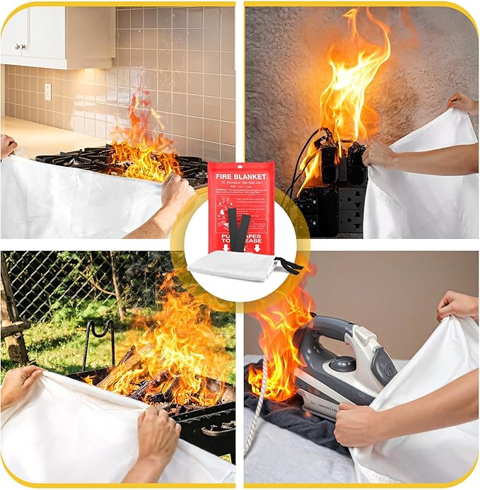 Fire Blankets Emergency for Home, 1 Pack Emergency Fire Blanket for House Camping Car Office Warehouse