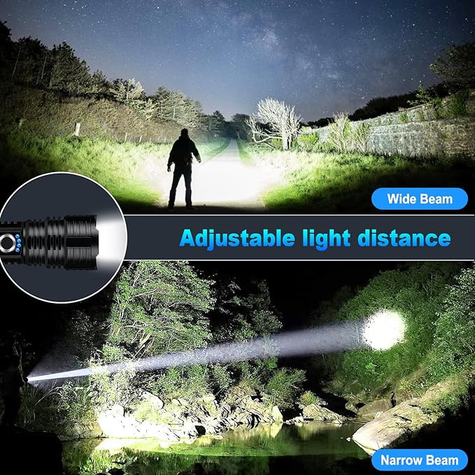 Flashlights High Lumens Rechargeable, 990000 Lumens Super Bright LED Powerful Flashlight, 5 Modes Flash Light, IPX6 Waterproof High Powered Flashlights for Home Camping