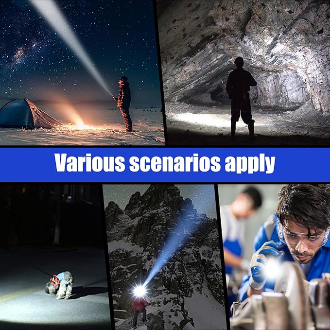 Rechargeable LED Flashlights, High Lumens Flash Lights, Tactical Zoomable Flashlight with Battery Included & 5 Modes, Super Bright Waterproof Flashlight for Emergencies, Camping, Hiking