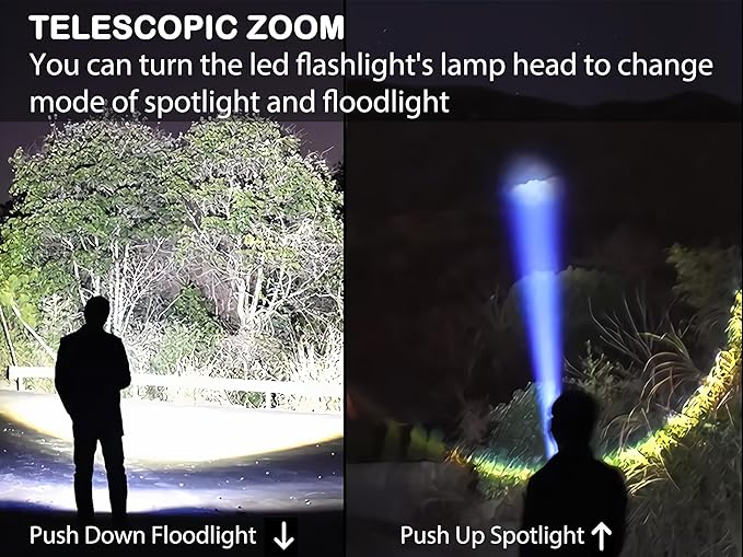 Portable Handheld Flashlights,Zoomable Tactical Flashlight, Flashlight Rechargeable LED Flashlight,for Emergency, Outdoor, Home, Camping, Hiking (L-S18)