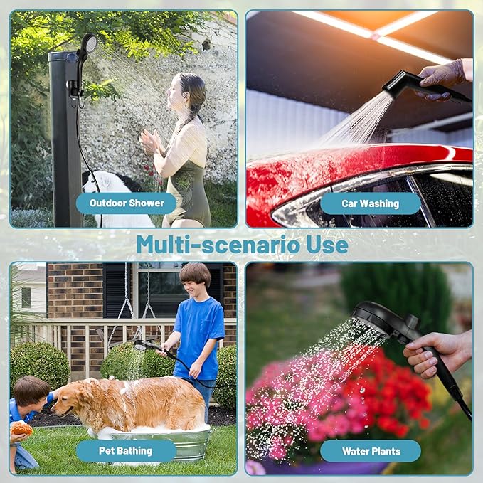 Portable Camping Shower, 6000mAh Rechargeable Electric Shower Pump with 20L Foldable Bucket, Outdoor Shower Kit for Camping, Beach, Hiking, RV Travel, Pet Bath, Car Washing
