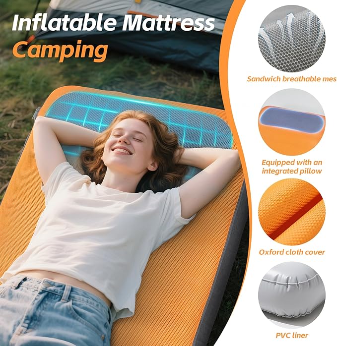 Self Inflating Sleeping Pad,Built-in Pump, Quickly Inflate and Deflate in 2 Minutes, Durable and Leak-Proof, Compact and Portable, Suitable for Home Travel and Camping Self Inflating Camping Pad