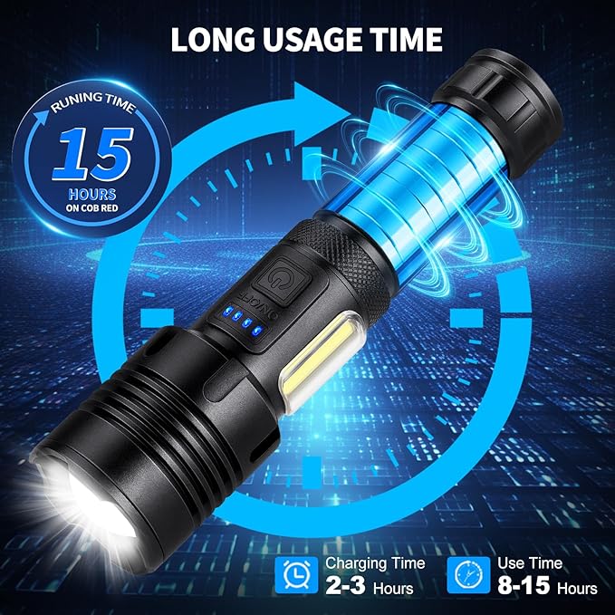 Rechargeable Flashlights High Lumens, 2 Packs 990,000 Lumens Super Bright Flash Light with 7 Light Modes & IPX7 Waterproof, Powerful Handheld LED Flashlight for Home Camping Hiking