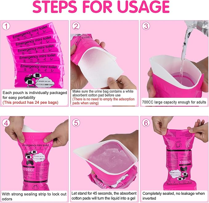 Disposable Urine Bags, 12 Pack Camping Pee Bags, Disposable Urinal Bag, Travel Urinal Bag, Toilet Traffic Jam Emergency Portable Toilet for Men Women Kids Patient