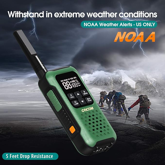 G9 Waterproof Walkie Talkie for Adult Long Range, Floating Portable Two Way Radio, NOAA Weather Alert,SOS,Flashlight, Rechargeable 2 Way Raido for Adults (4 Pack)