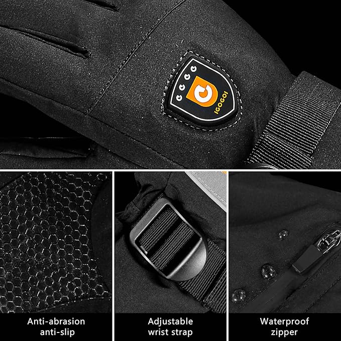 Heated Gloves for Men Women 7.4V Battery 22.2WH Rechargeable Heated Ski Gloves Touchscreen Waterproof Electric Heated Gloves for Winter Outdoor Work Skiing Hiking Camping Raynaud