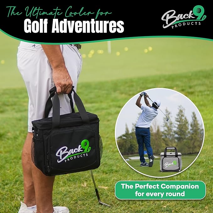 Golf Cooler Bag with Magnetic Lid – 12 Can Soft Sided Insulated Backpack Cooler for Golf Cart, Bag or Camping