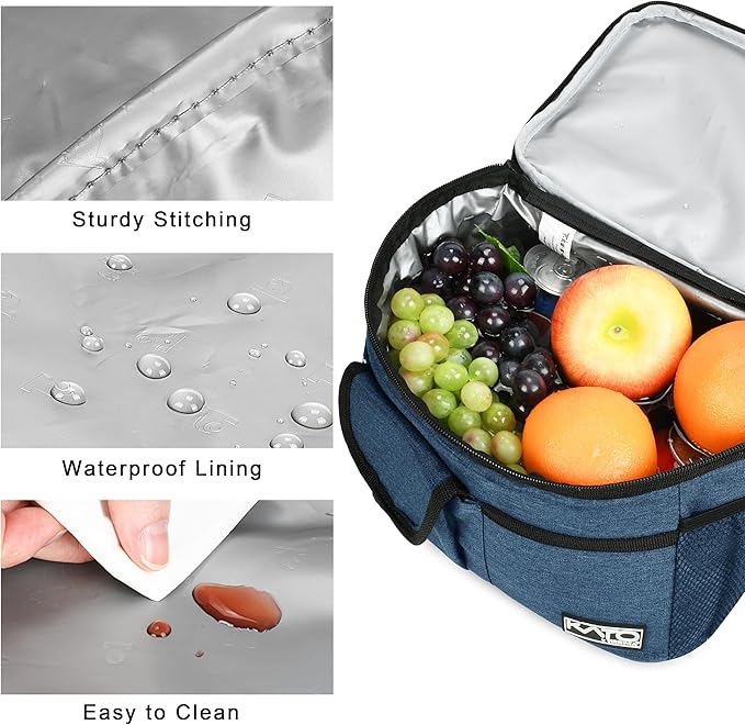 Tirrinia Insulated Lunch Box for Women Men, Leakproof Reusable Lunch Bag Containers for Adult,Working,Office,Lunch Soft Cooler Bag Tote for Picnic Hiking Beach,Dark Blue