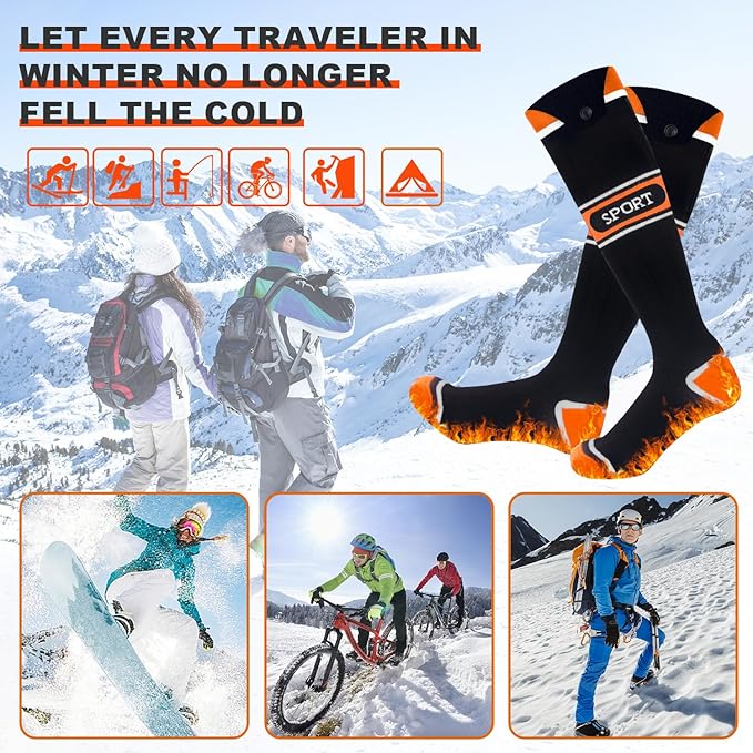Heated Socks for Men Women,5000mAh Rechargeable Foot Warmer Electric Heating Socks with 3 Heating Settings & App Remote Control Thermal Electric Socks,Warm Socks for Hunting Skiing Camping Hiking