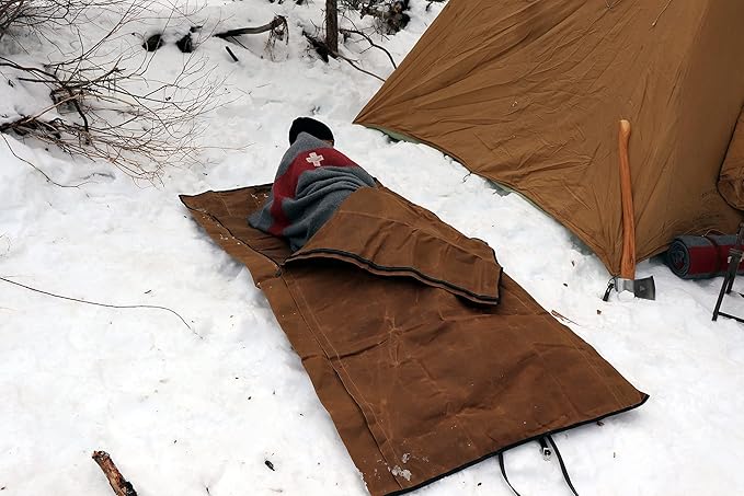 1844 Helko Werk Germany Waxed Canvas Bedroll & Swiss Army Blanket Bundle - Camping Bedroll with Leather Straps and Zipper - Waterproof Portable Bed (Blanket + Bedroll Forest Green) #F8761FGB