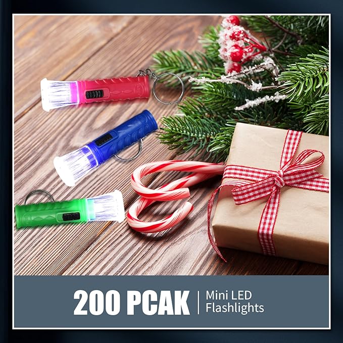 Jexine 100 Pcs Mini Flashlight Keychain Bulk Assorted Colors Torch Keyring Flashlights LED Keychain Flashlights Small Keychain Light Hiking Camping Christmas Party Favors (Classic)