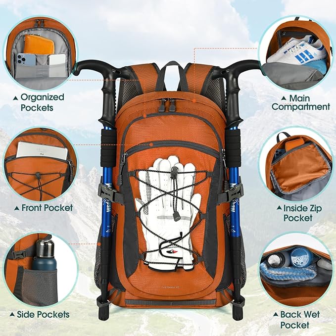 RAINSMORE Hiking Backpack 40L Waterproof Camping Backpack Lightweight Packable Backpack for Women Men Outdoor Travel Daypack
