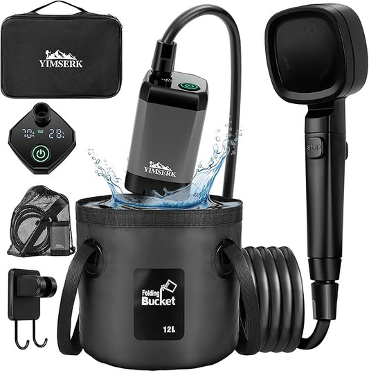 7800mAh Portable Shower for Camping, Rechargeable Electric Outdoor Shower Kit with Handbag, Filtered Shower Head, IPX7 Waterproof Shower Pump for Camp, Hiking, Car Washing, Pet Bath