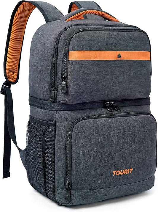TOURIT Backpack Cooler with Double Decks, Insulated Cooling Bag for Lunch, Waterproof Lightweight for Men to Camping, Picnic, Hiking, Beach Park