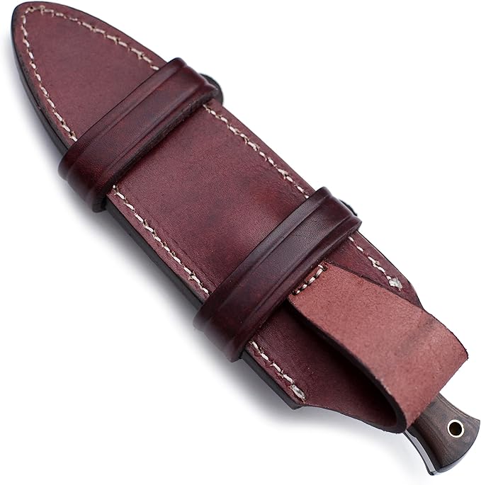 Handmade Damascus Steel Knife for Hunting,Survival,Camping,Bushing and Fishing, Fixed Blade Spear point Full Tang Micarta Handle with Cowhide-Leather Sheath -WKD-800