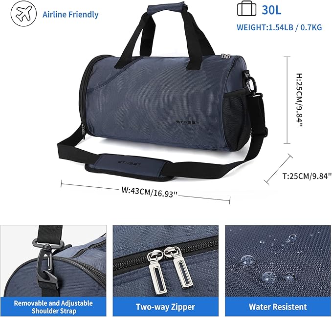 Sports Gym Bag for Men Women with Wet Pocket & Shoes Compartment,Small Travel Duffel Bag