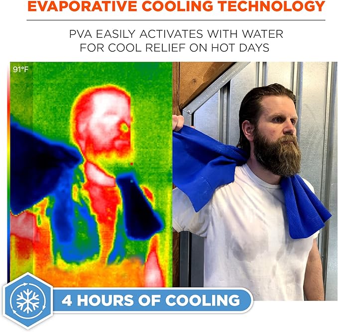 Ergodyne Chill-Its 6602 Evaporative Cooling Towel, Blue 13 inches x 29.5 inches