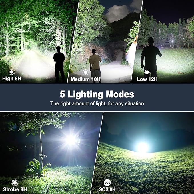 LED Flashlights High Lumens Rechargeable, 2 Pack 990,000 Lumen Super Bright Flashlights with 5 Modes, IPX7 Waterproof Powerful Handheld Flash Light for Camping Outdoor Home Emergency