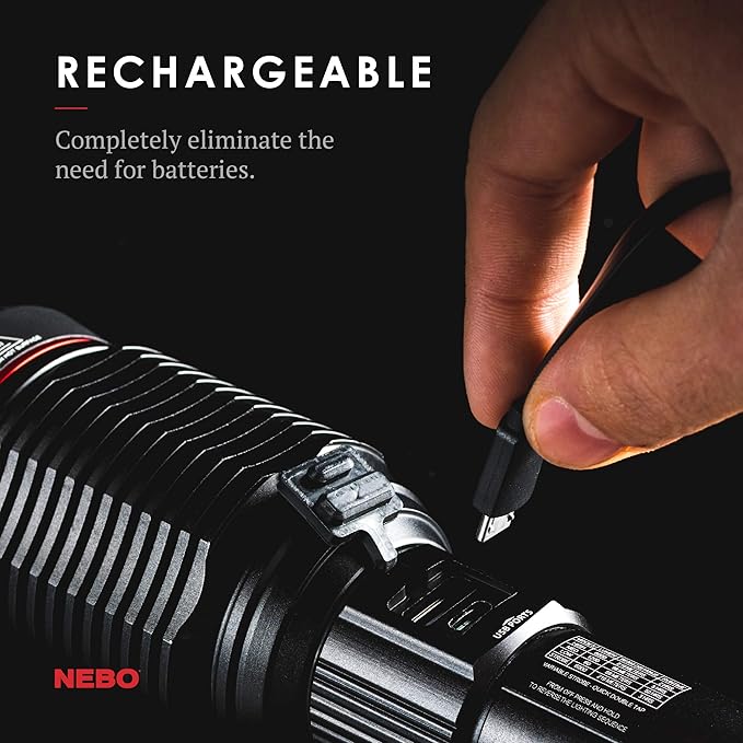 NEBO Redline 6K 6000-Lumen LED Rechargeable Bright Flashlight for EDC, Camping, Hunting, Hiking & MYCRO USB 400 Lumen Rechargeable, Adjustable LED Headlamp & Cap, Bright Spot Light for Camping