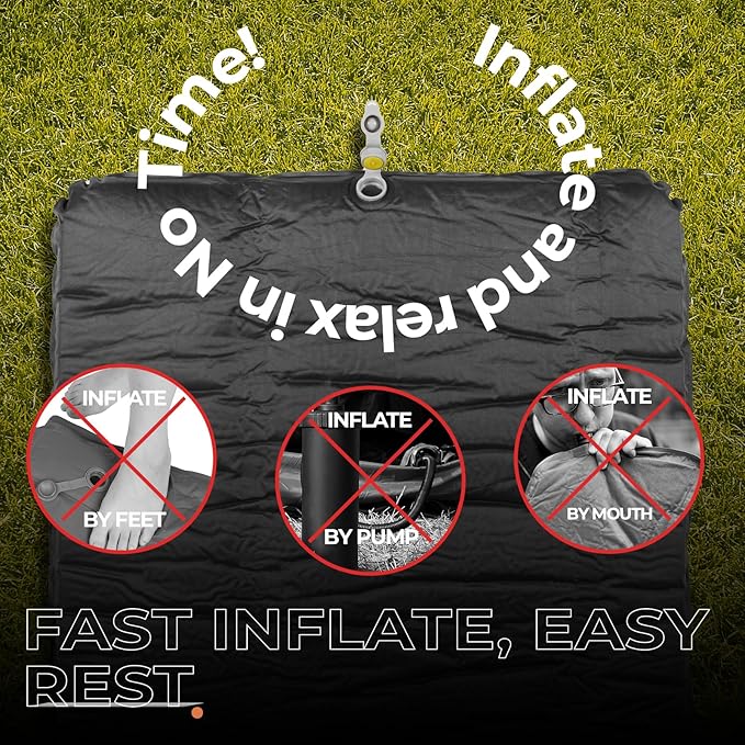 Overmont Self-Inflating Sleeping Pad - 3”Thick Memory Foam Camping Pad - Inflatable Camping Mattress Pad Sleeping Mat for Car Truck Travel Tent - 4 Season Durable Comfortable