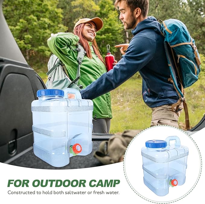 Abaodam 2.64 Gallon Water Jug Camping Water Container Water Storage Container with Faucet Large Capacity Water Jug Portable PC Water Bucket Camping Supply Clear Water Bottles