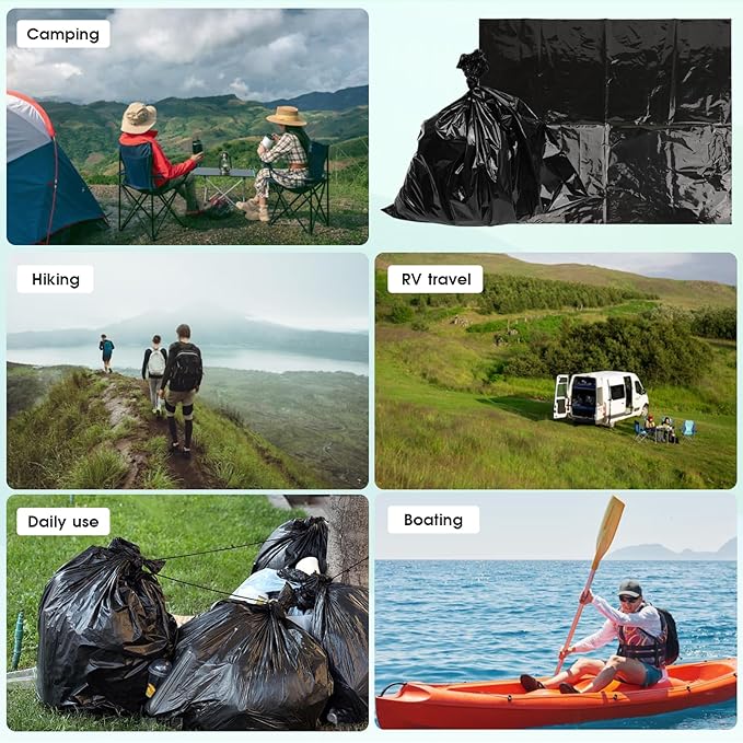 Portable Toilet Bags Disposable Waste Wag Bags Bucket Toilet Liner 12 Gallon for Camping Hiking Trip Thickened Leak-Proof Trash Bags