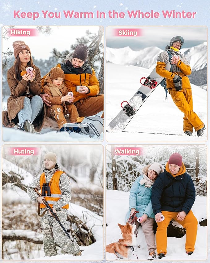 GHKJOK Hand Warmers Rechargeable, 5000mAh Electric Hand Warmer Power Bank 5 Levels Double-Sided Fast Heating, Heat Therapy Great for Raynauds, Hunting, Golf, Camping, Gift