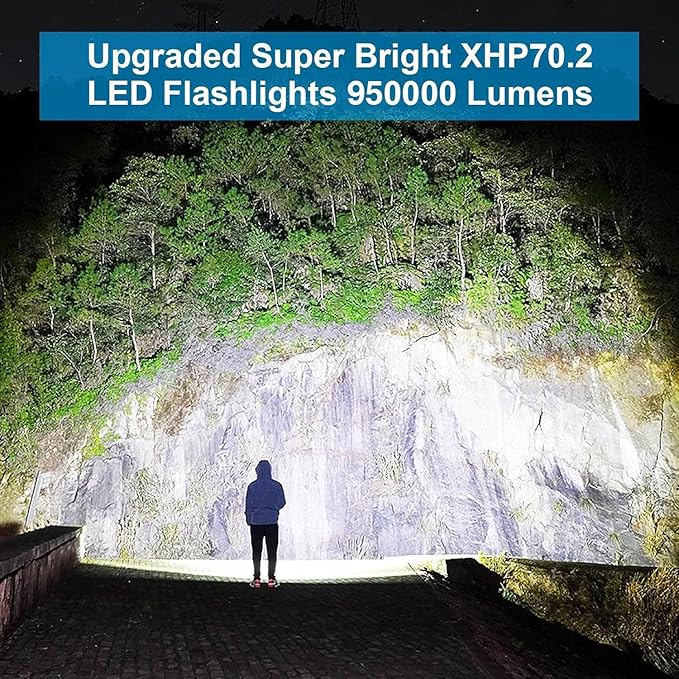 Flashlights LED High Lumens Rechargeable,Brightest 950000 lumens Flash Light, High Power Tactical Flashlight,Handheld Waterproof Flashlights for Emergency Camping Gift