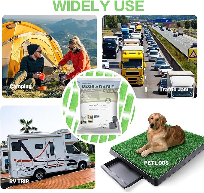 Wenge Portable Toilet Powder, Pee Powder Solidify Body Fluids in 1 Min, Easy to Port Waste Liquid, for Camping Portable Toilet, Solidifies Urine & Diarrhea in Pet Loo