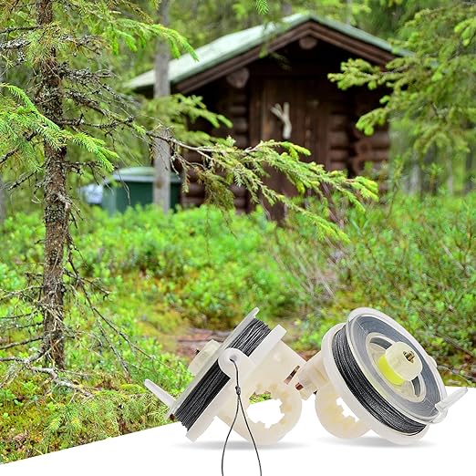 2 Pcs Kevlar Trip Wire on Reusable Reel (85ft),Trip Wire for Perimeter Trip Alarm 12 Gauge and Trip Wire Alarm Device,Kevlar Line for Camping Perimeter Alarm and Early Warning Security Trip Alarm