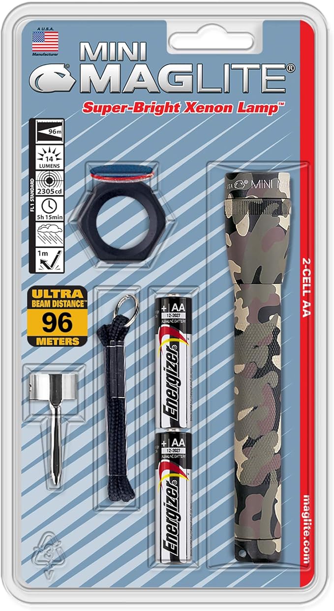 Maglite Mini Incandescent 2-Cell AA Flashlight Combo, Camo