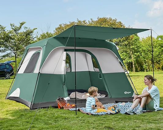 PORTAL 6 | 8 | 10 Person Family Camping Tent with Porch, Big Family Camping Tent with Tall Height, Good Ventilation, Water Resitant Large Tent for Outdoor Camping, Backyard