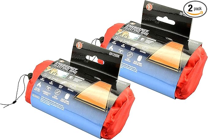 SE Survivor Series Orange Emergency Sleeping Bags with Drawstring Carrying Bags (2-Pack) - EB122OR-2