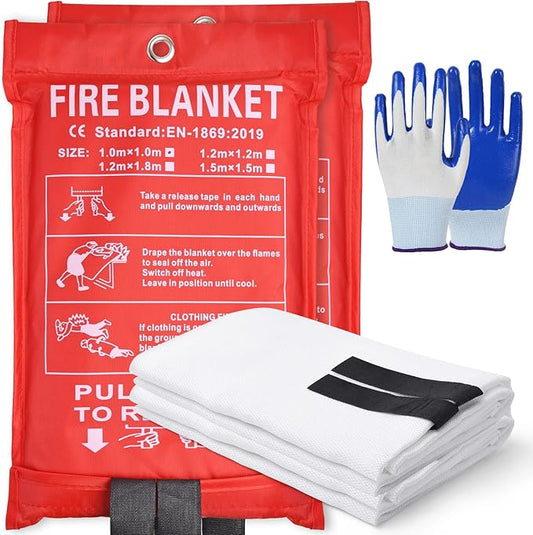 Fire Blanket for Home-Kitchen Retardant - 2 Pack Portable Fire Blanket,Kitchen Fire Blanket to Suppress Grease Fire, Emergency Fire Blanket for Grill,Office Fireproof (39 in X 39 in)